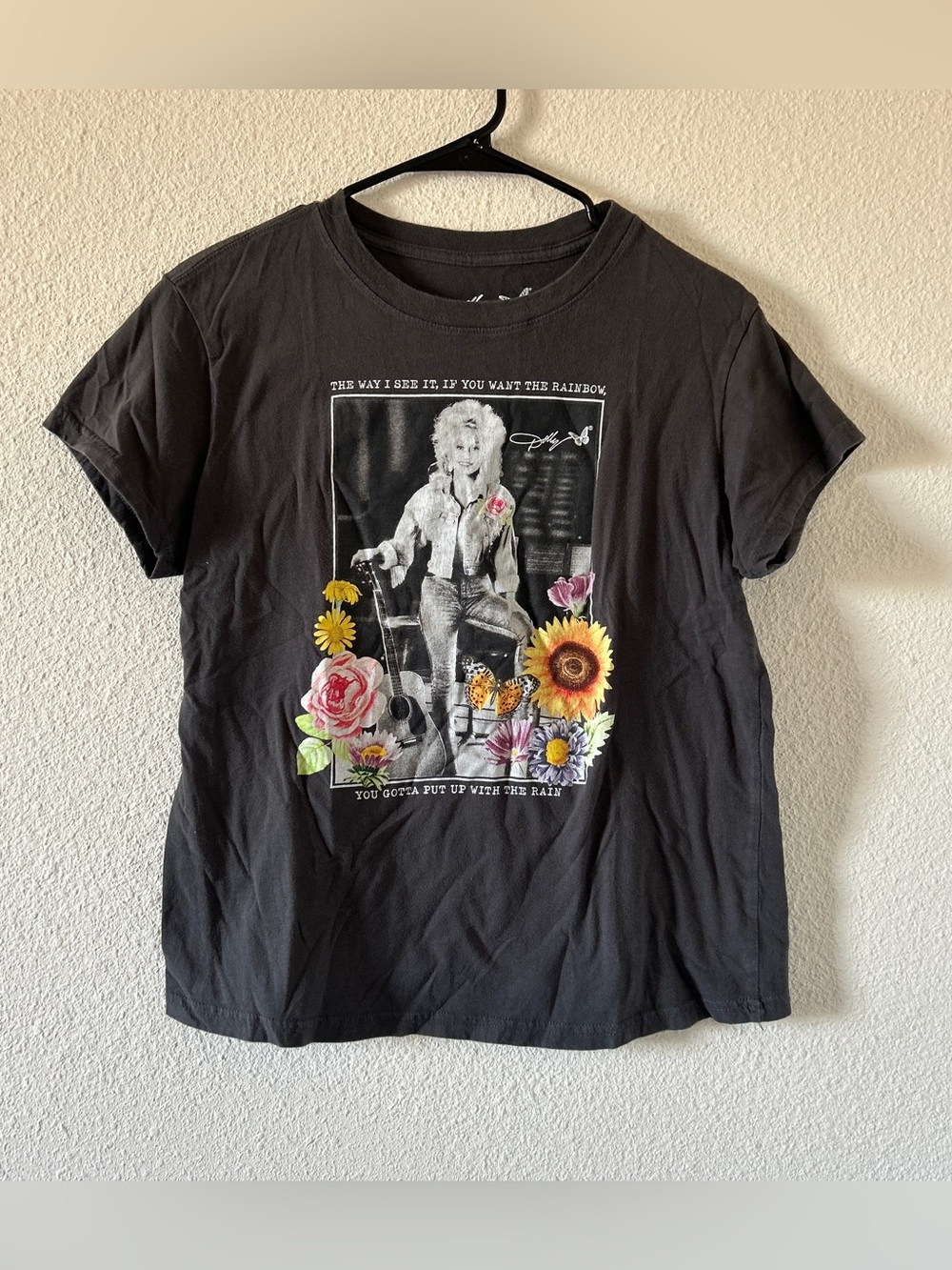 Dolly Parton Graphic floral Country Concert T-shirt Small Gray